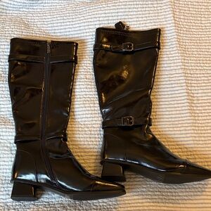 Tina Cus Leather Black Knee-High Women's Boots NWT Size 8.5